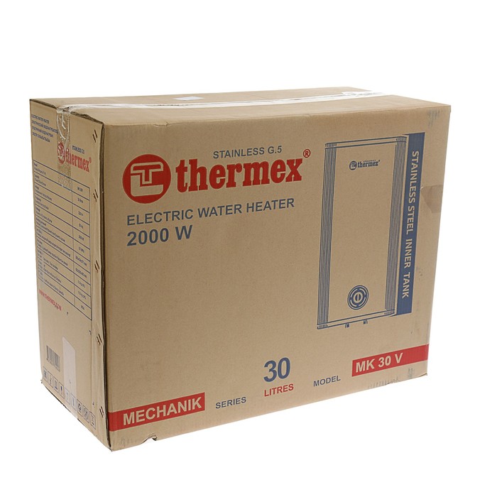 Водонагреватель THERMEX MK30V, накопительный, 30 л, 2000 Вт, нерж. бак, белый