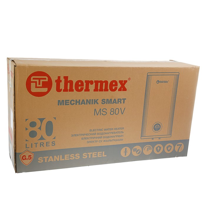 Водонагреватель THERMEX MS80V, накопительный, 80 л, 2000 Вт, нерж. бак, белый