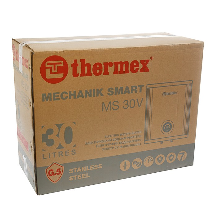 Водонагреватель THERMEX MS30V, накопительный, 30 л, 2000 Вт, нерж. бак, белый