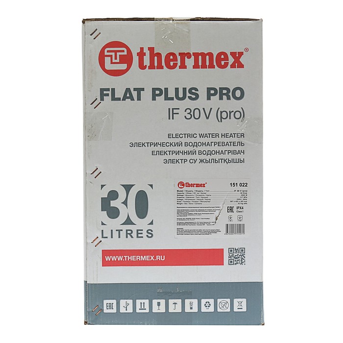 Водонагреватель THERMEX IF30V(pro), накопительный, 30 л, 2000 Вт, нерж. бак, белый