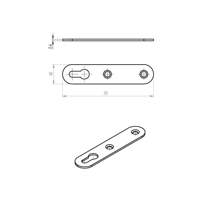 Подвеска мебельная L=75 мм, покрытие цинк