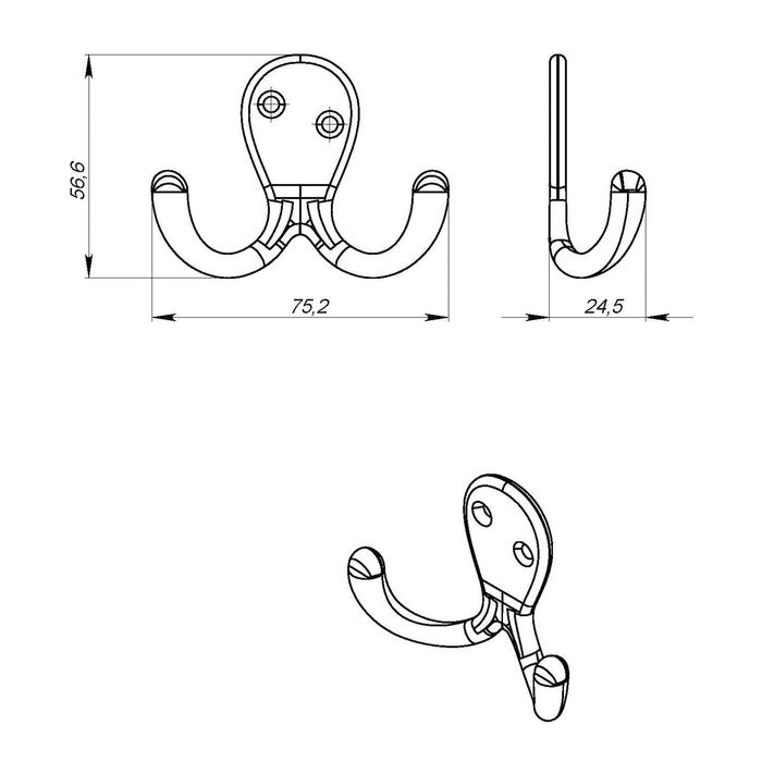фото Крючок-вешалка №19, цвет хром металлист