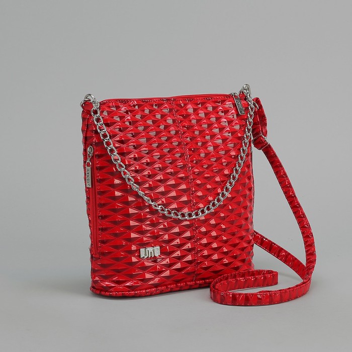 Сумка женская, отдел на молнии, наружный карман, длинный ремень, цвет красный