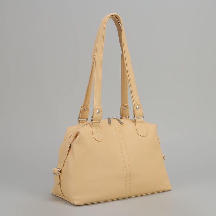 Сумка женская, отдел на молнии, наружный карман, цвет светло-бежевый