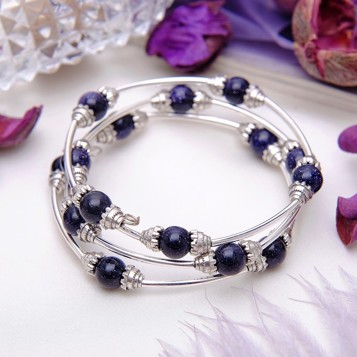 Браслет-пружинка "Авантюрин синий"