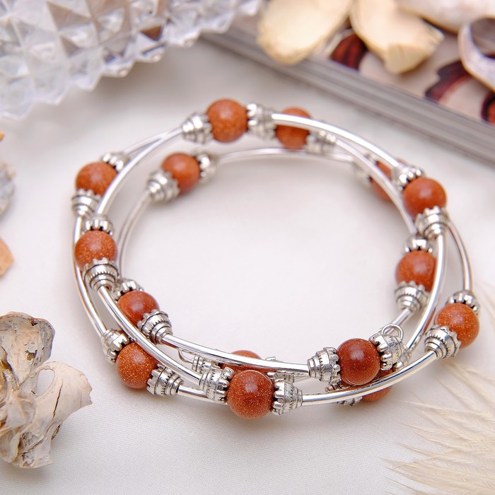 Браслет-пружинка "Авантюрин коричневый"