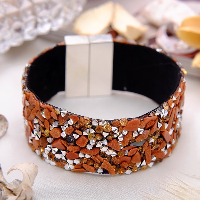 Браслет вечеринка, узкий "Авантюрин коричневый"