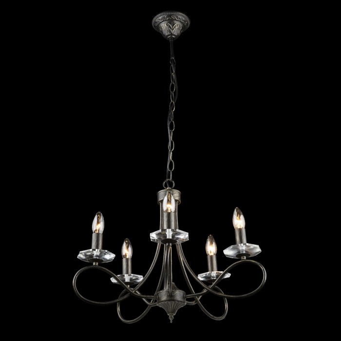 Люстра подвесная RALLA 5x60Вт E14 черный с золотом 55x55x98см