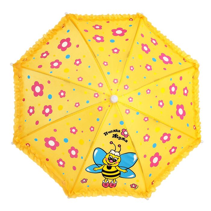 Зонт детский механический "Пчёлка Жужа", r=25,5см, с рюшами, цвет МИКС