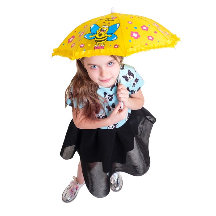 Зонт детский механический "Пчёлка Жужа", r=25,5см, с рюшами, цвет МИКС
