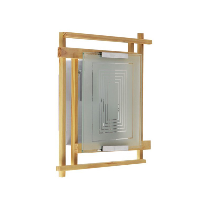 Светильник AOSTA 2x40W E14 светлое дерево, хром 27x27x9см