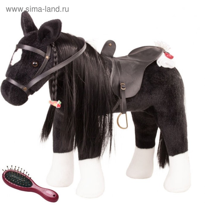 Лошадь для кукол, черная с расчёской карета для кукол лошадь ходит