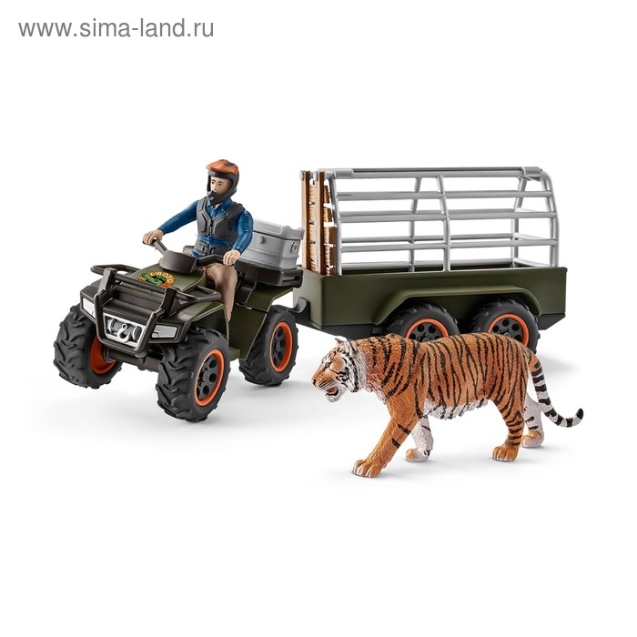 фото Набор фигурок «квадроцикл с прицепом для перевозки животных» schleich