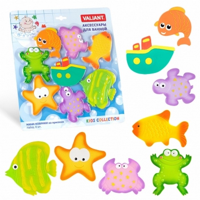 Набор мини-ковриков для ванной комнаты 8 шт МАКСИМИКС СУПЕР-ПУПЕР на присосах