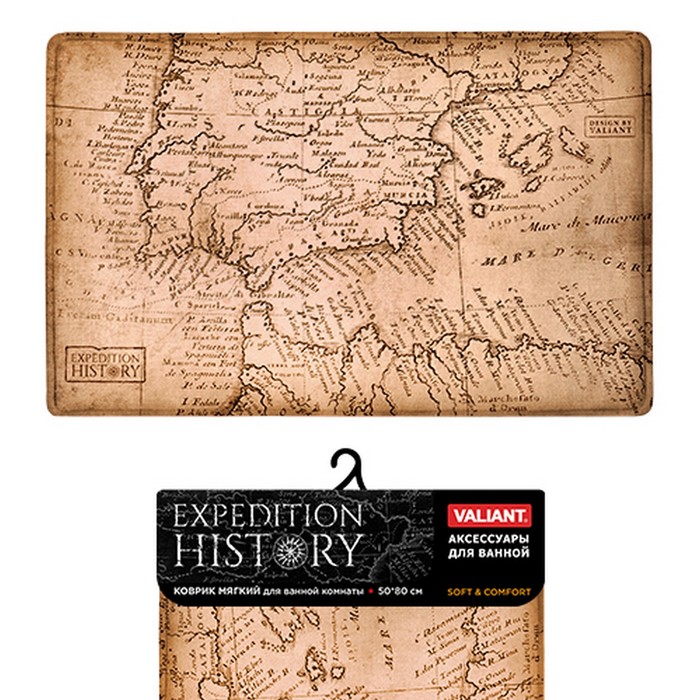 Коврик для ванной, комнаты 50 х 80 х 1,4 см EXPEDITION HISTORY мягкая основа