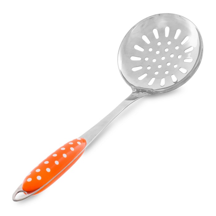 Шумовка "Белый горох на оранжевом фоне"