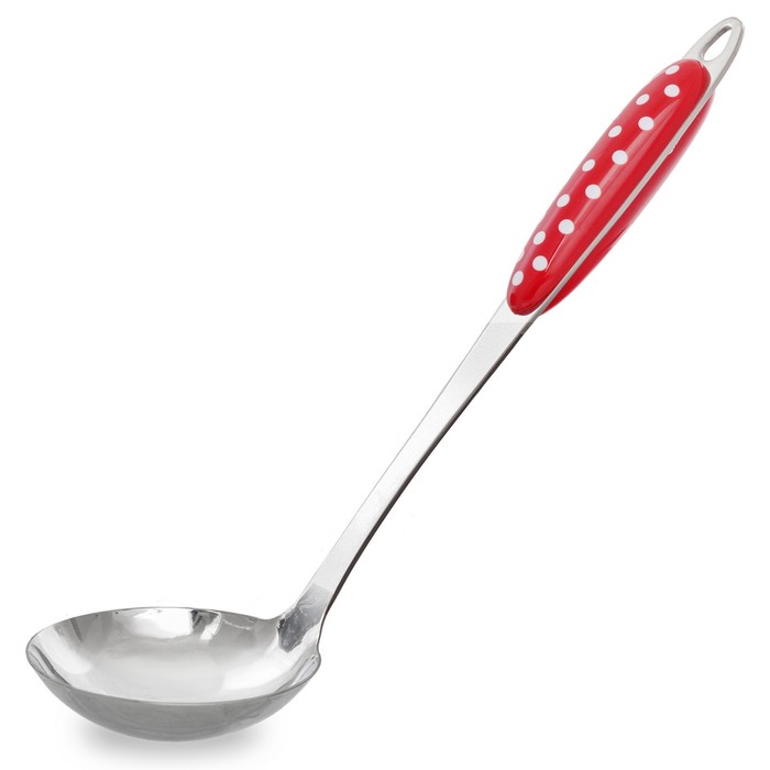 Половник "Белый горох на красном фоне" 35 см