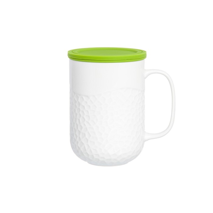 Кружка с металлическим ситом "Салатовая" 12 х 8,7 х 13 см. 400 мл., с силиконовой крышкой