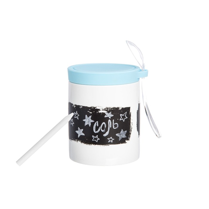 Банка для специй "Небесная", 9 х 8 х 10,2 см, 350 мл, ,графитовая наклейка, ложка, карандаш