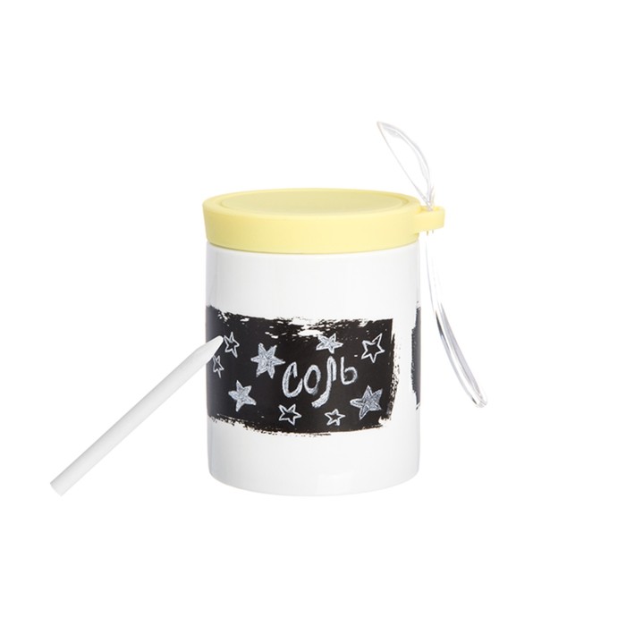 Банка для специй "Лимонная" 9 х 8 х 10,2 см, 350 мл, графитовая наклейка, ложка, карандаш