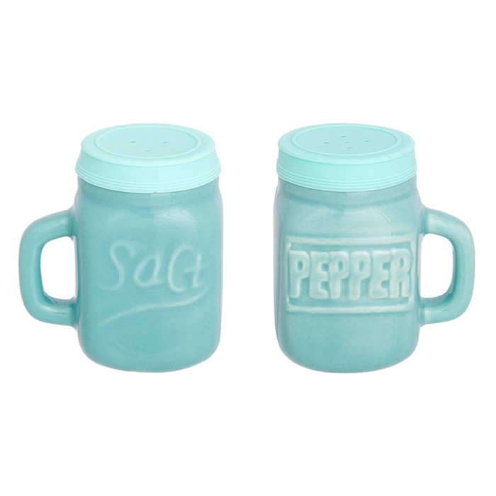 Набор для специй "Кружки мятные" 2 предмета, 7 х 5 х 8 см. 100 мл. - каждая, с силиконовыми крышками