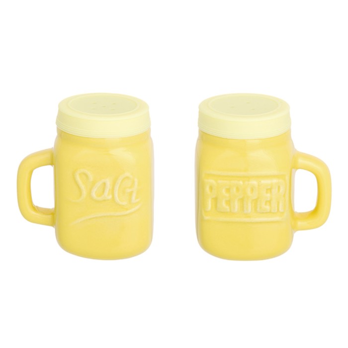Набор для специй "Кружки лимонные" 2 предмета, 7 х 5 х 8 см. 100 мл. - каждая, с силиконовыми крышка