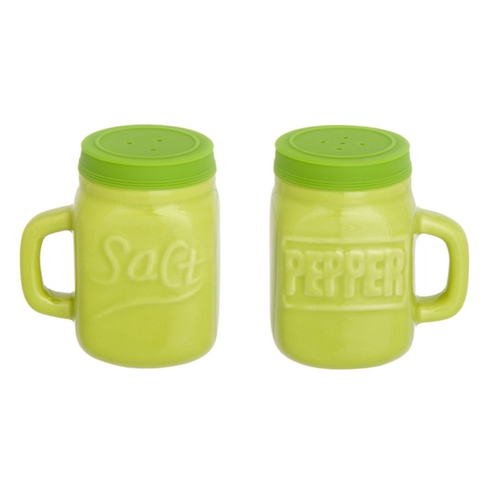 Набор для специй "Кружки салатовые" 2 предмета, 7 х 5 х 8 см. 100 мл. - каждая, с силиконовыми крышк