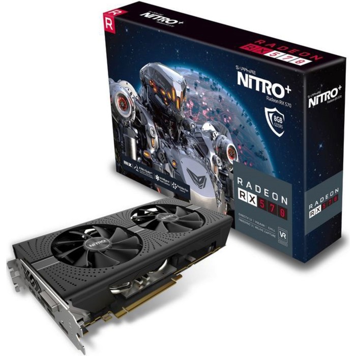 Видеокарта Sapphire AMD Radeon RX 570 NITRO+ OC (11266-09-20G) 8G,1340/7000,Ret