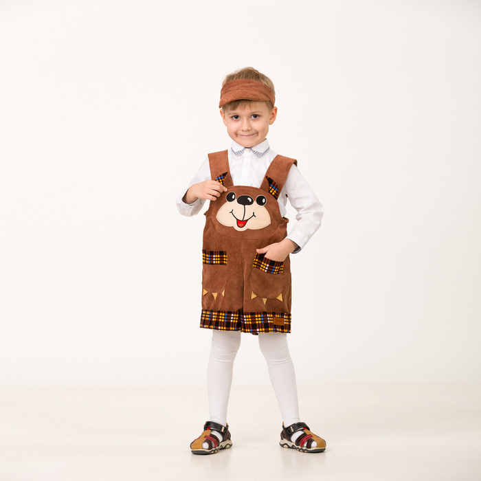 Карнавальный костюм "Медвежонок Топтыжкин ", комбинезон, кепи, р.26