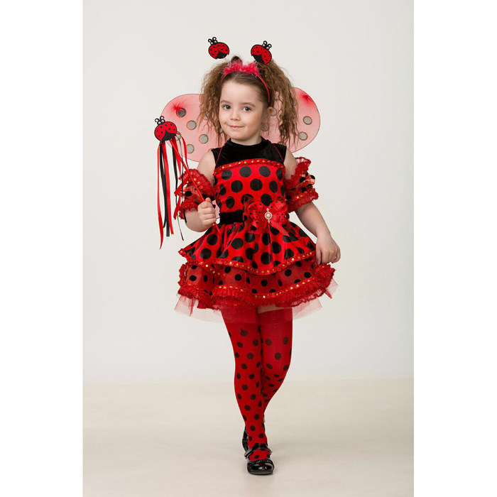 Карнавальный костюм "Божья Коровка", велюр, р.28, рост 110 см