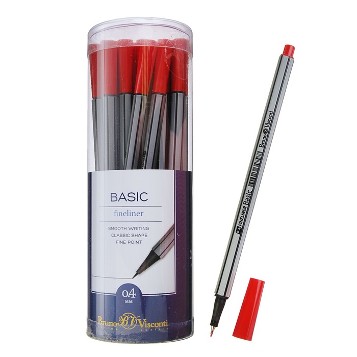 Ручка капиллярная-файнлайнер Basic 0.4 мм, красная