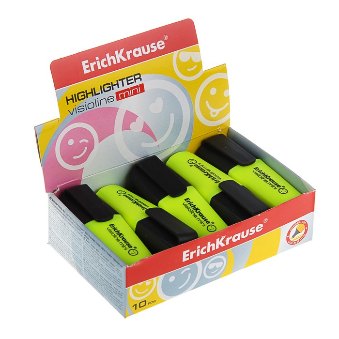Маркер текстовыделитель 0.6-5.2мм Erich Krause Visioline Mini, желтый, флуоресцентные чернила на водной основе