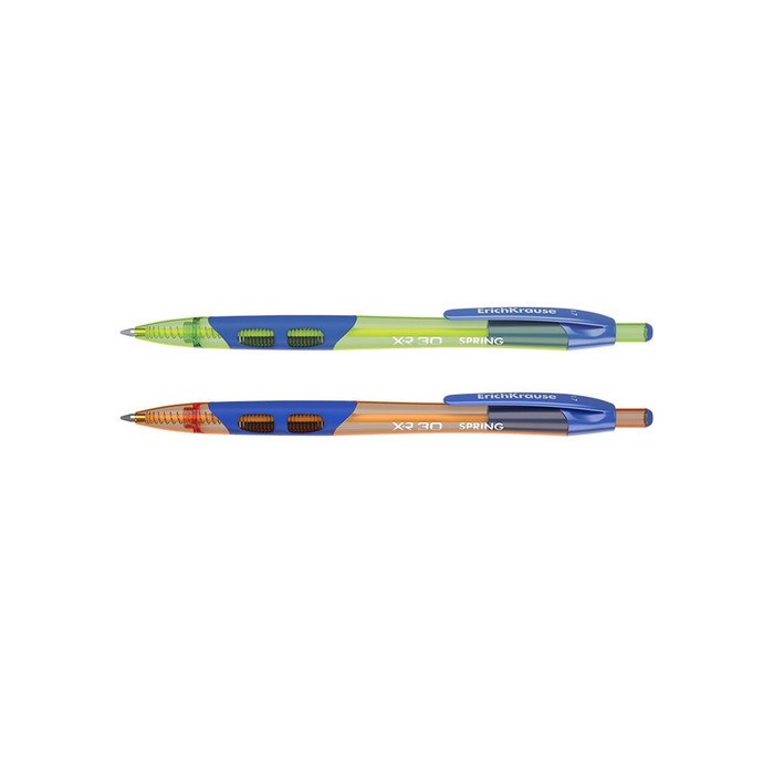 фото Ручка шариковая автоматическая xr-30 spring, узел 0.7 мм, чернила синие, резиновый упор, длина линии письма 1000 метров, микс erichkrause