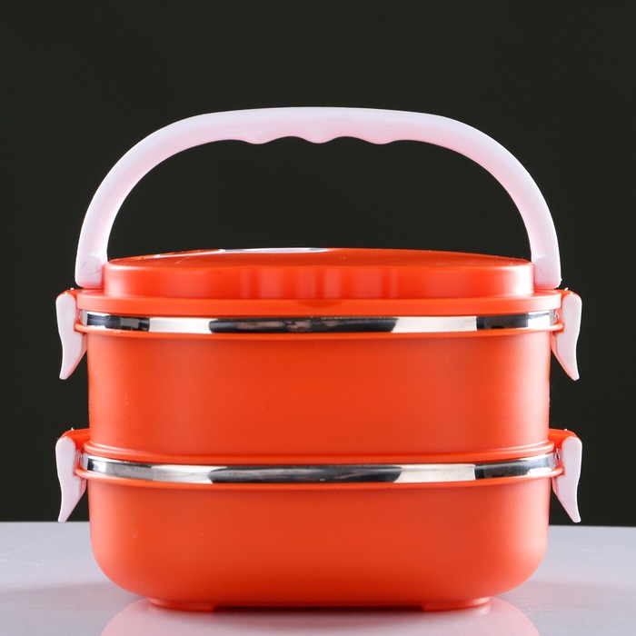 Ланч-бокс "Гастрономия", внутри металл, 2 тарелки, 1,8л, микс