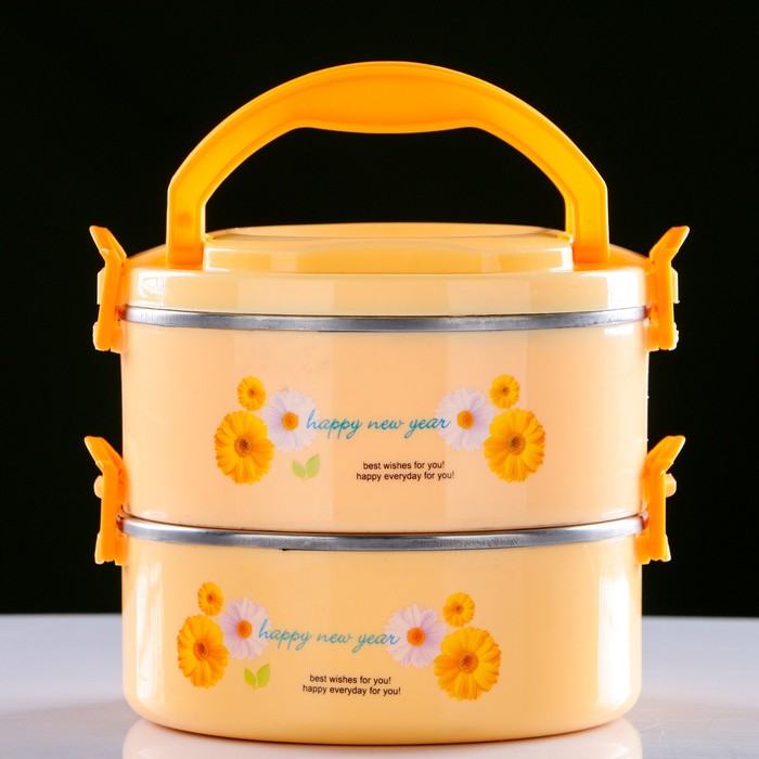 Ланч-бокс "Гленда", 2 тарелки, внутри металл, микс