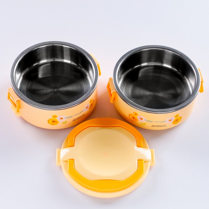 Ланч-бокс "Гленда", 2 тарелки, внутри металл, микс