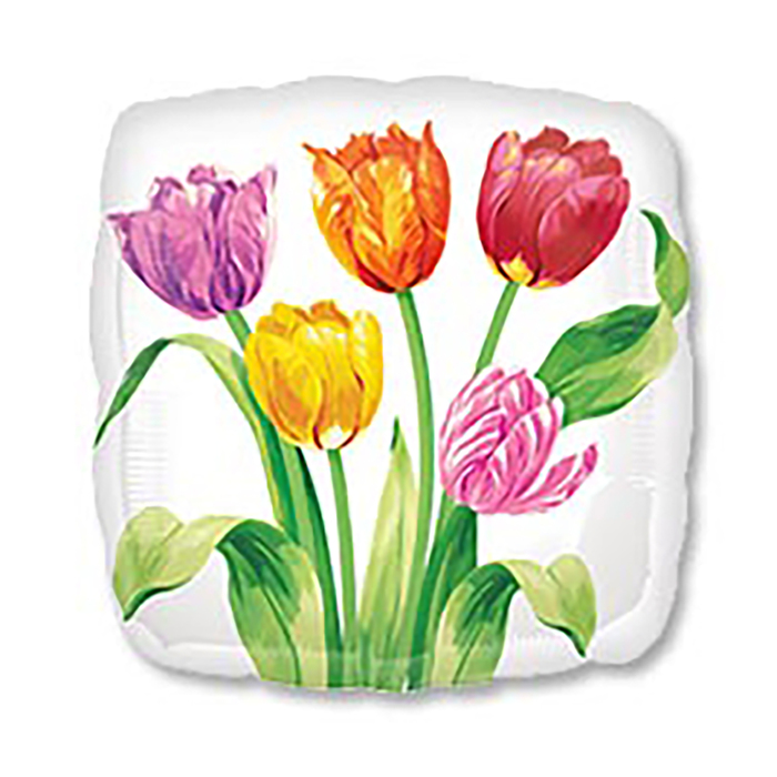 Шар фольгированный 18" "Тюльпаны на белом фоне", 1 шт.