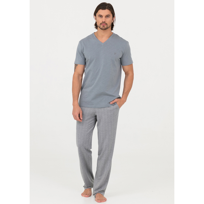 Комплект домашний мужской (футболка, брюки) PDK-191 цвет серый, р-р 46,