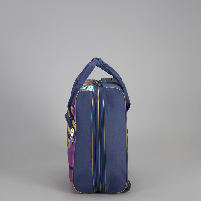 Чемодан малый с сумкой "Цветные тропики", отдел на молнии, наружный карман