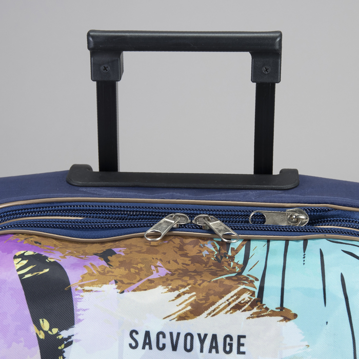 Чемодан малый с сумкой "Цветные тропики", отдел на молнии, наружный карман