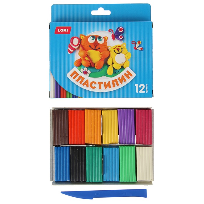 Пластилин 12 цветов 180г "Детский", со стеком, европодвес