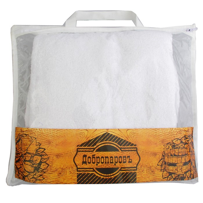 Парео махровое "Добропаровъ" белое, размер: 44-50 С БРЕТЕЛЬКАМИ