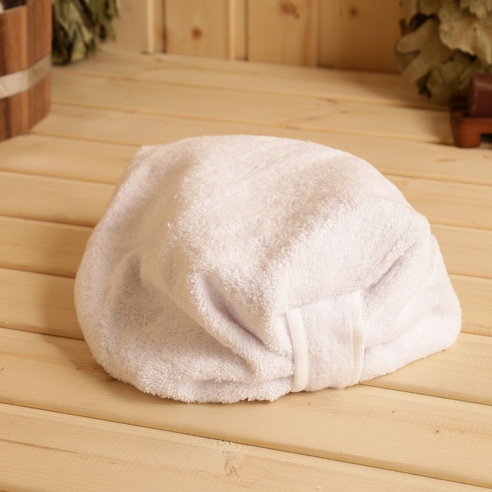 Чалма махровая "Добропаровъ" на резинке, белая