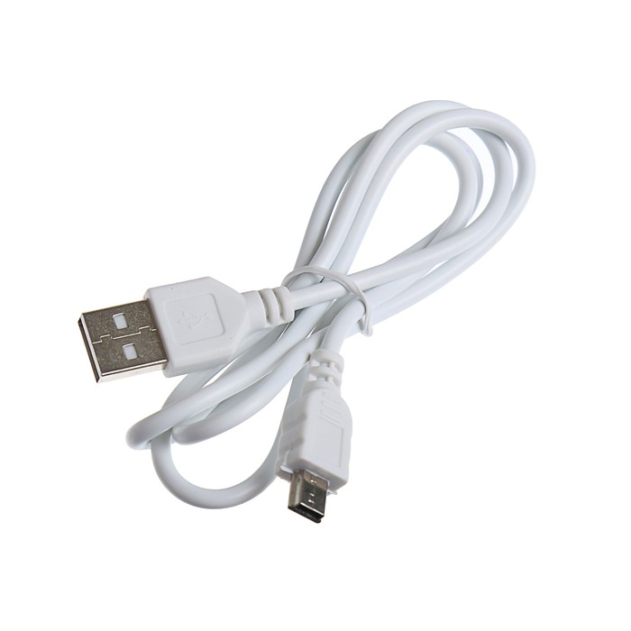 Провод Luazon USB - Mini USB, 0,8 метра, белый, зарядка и передача данных