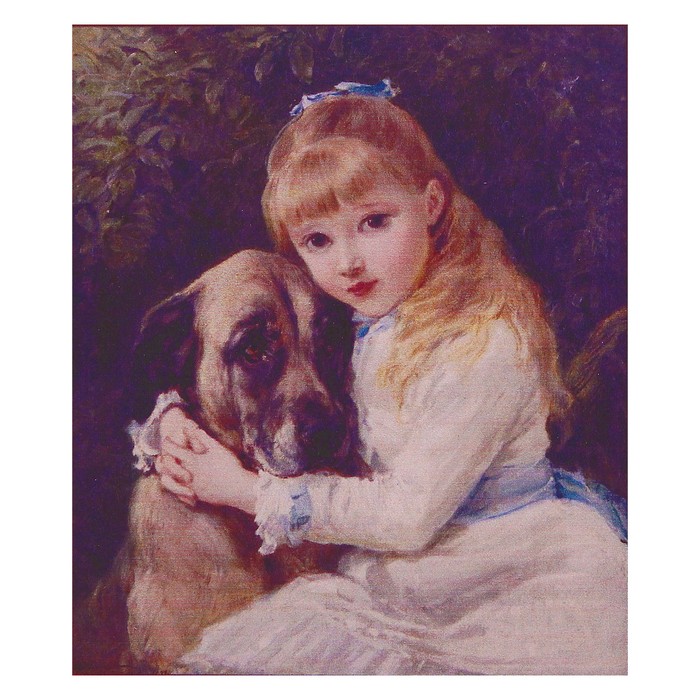 Алмазная мозаика "Девочка с собакой", 23 цвета