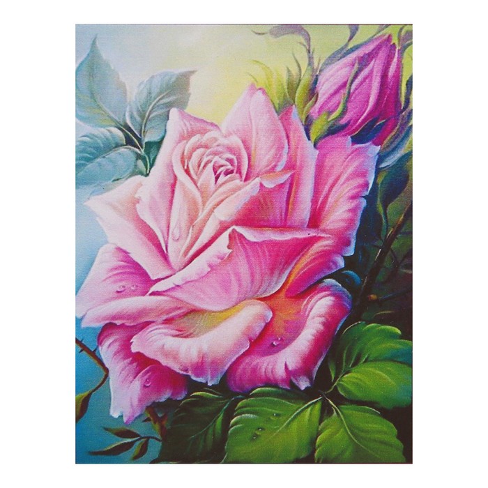 Алмазная мозаика "Роза с бутоном", 36 цветов