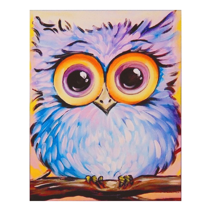 Алмазная мозаика "Пушистый совёнок", 28 цветов