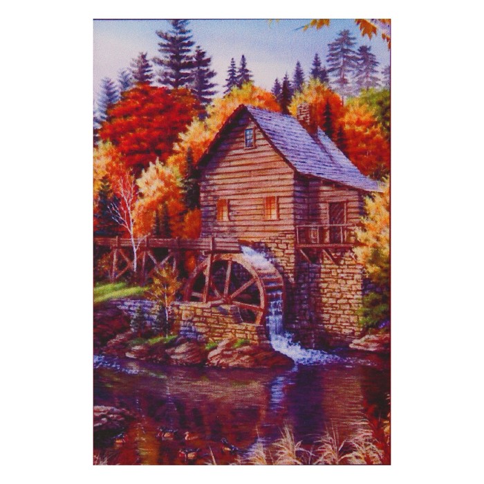 Алмазная мозаика "Домик у реки", 31 цвет