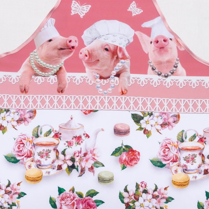 Кухонный набор "Модницы " ГК-15 (фартук 64х70, прихватка 22х15) розовый/белый, 100% п/э