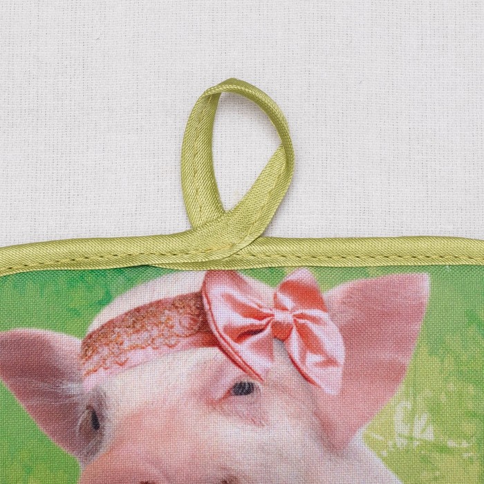 Кухонный набор "Цветочное утро" ГК-14 (фартук 64х70, прихватка 22х15) зеленый, 100% п/э